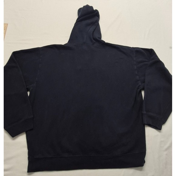 VTG Gap men's navy blue front pocket hoodie sweatshirt Gray logo XL - Picture 8 of 12